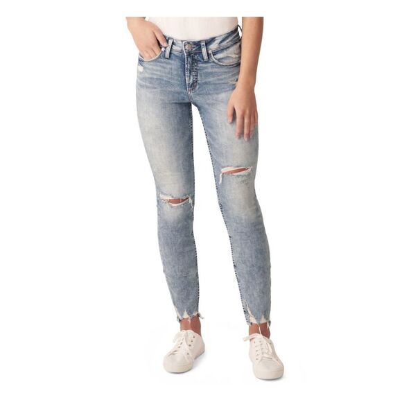 NWT SILVER JEANS CO. Womens Blue Stretch Zippered Skinny Jeans W30\L27